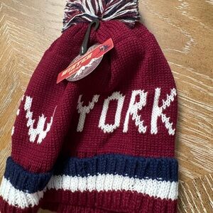 Red and Blue Knit Beanie